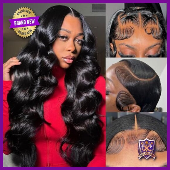 28in Human Hair Lace Front Wig 13x4 Body Wave 220% Density Pre-Plucked main image 3